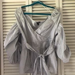 Striped Express Off-the-Shoulder Blouse